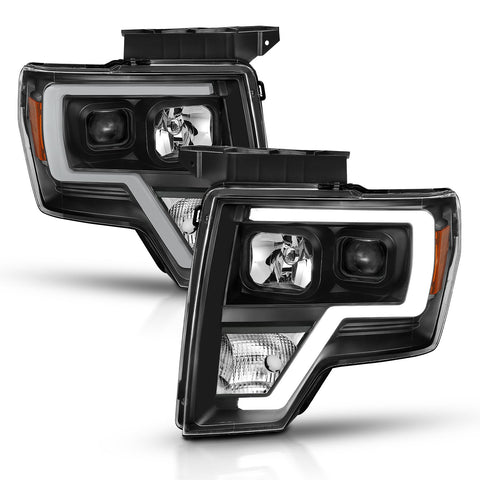 Anzo USA Projector Headlight Set; Light Bar H.L.; Black Amber; Pair;