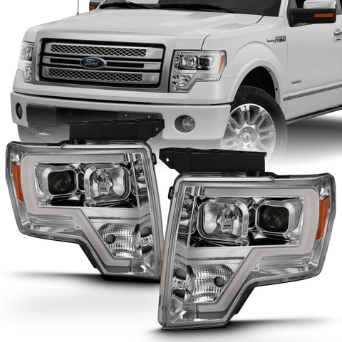 ANZO USA Projector Headlights PROJECTOR HEADLIGHT PLANK STYLE CHROME AMBER Pair