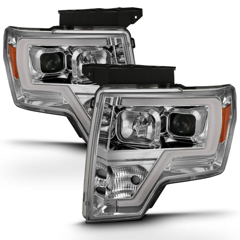 ANZO USA Projector Headlights PROJECTOR HEADLIGHT PLANK STYLE CHROME AMBER Pair