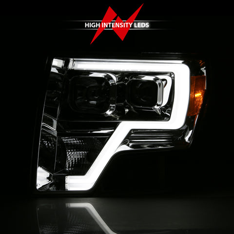 ANZO USA Projector Headlights PROJECTOR HEADLIGHT PLANK STYLE CHROME AMBER Pair