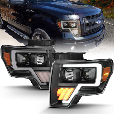 Anzo USA Projector Headlight Set; Light Bar G4 H.L.; Black Amber; Pair;