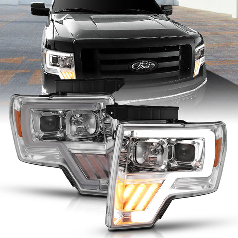 ANZO USA Projector Headlights PROJECTOR HEADLIGHT CHROME AMBER Pair