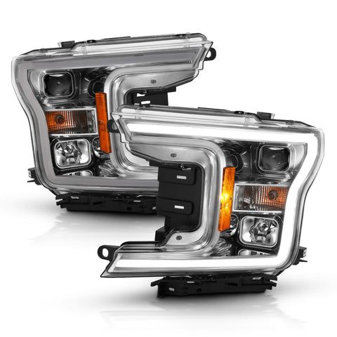 ANZO USA Projector Plank Style Headlight Chrome Amber (Without Switchback)