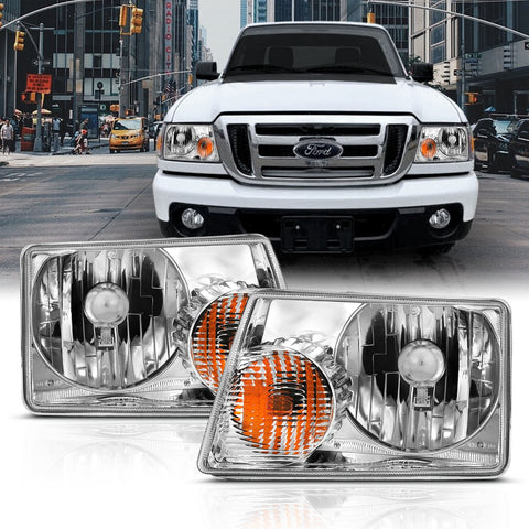 Anzo USA Crystal Headlight Set; Clear Lens; Chrome Housing; Pair;
