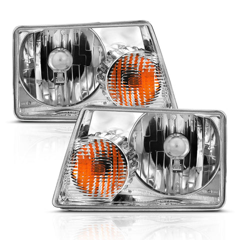 Anzo USA Crystal Headlight Set; Clear Lens; Chrome Housing; Pair;