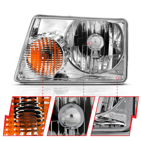 Anzo USA Crystal Headlight Set; Clear Lens; Chrome Housing; Pair;