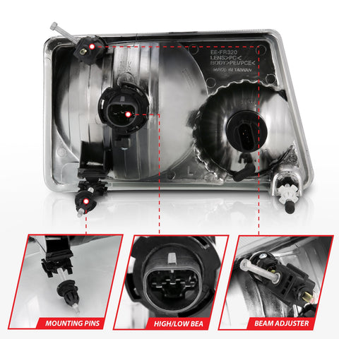Anzo USA Crystal Headlight Set; Clear Lens; Chrome Housing; Pair;
