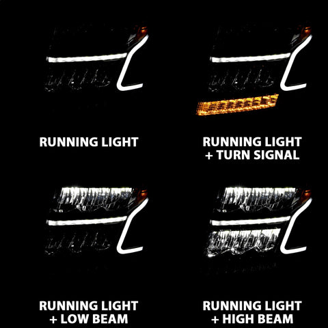 Anzo USA LED Crystal Headlight; w/Plank Style; Black Clear w/Sequential Amber; Pair;