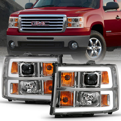 ANZO USA PROJECTOR HEADLIGHT PLANK STYLE CHROME K W/ CLEAR LENS AMBER