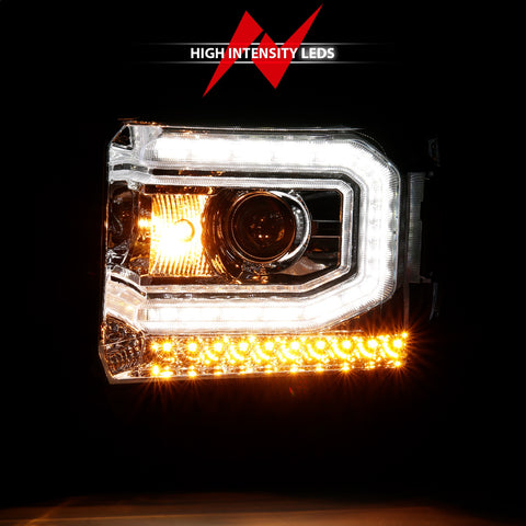 ANZO USA Projector Headlights Plank Style Chrome w/ Sequential