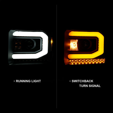 Anzo USA Projector Headlight Set; w/Plank Style Switchback; Black; Pair;