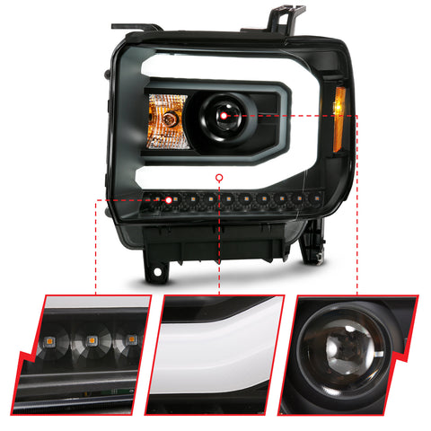 Anzo USA Projector Headlight Set; w/Plank Style Switchback; Black; Pair;