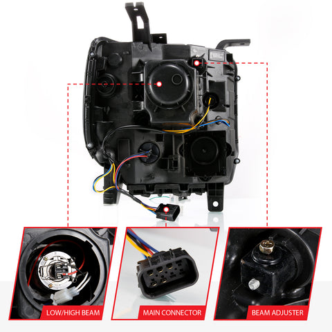 Anzo USA Projector Headlight Set; w/Plank Style Switchback; Black; Pair;