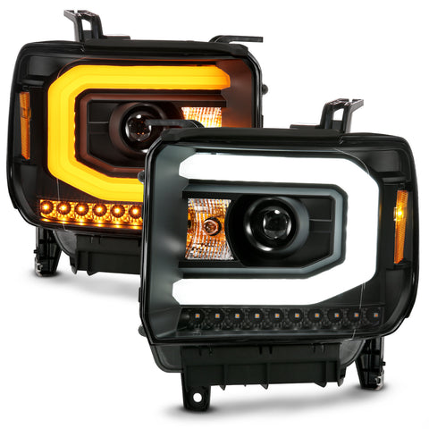Anzo USA Projector Headlight Set; w/Plank Style Switchback; Black; Pair;