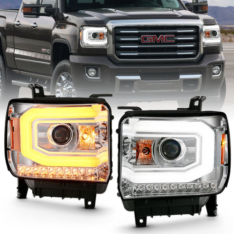 ANZO USA Projector Headlights Plank Style Chrome w/ Switchback