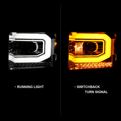 ANZO USA Projector Headlights Plank Style Chrome w/ Switchback