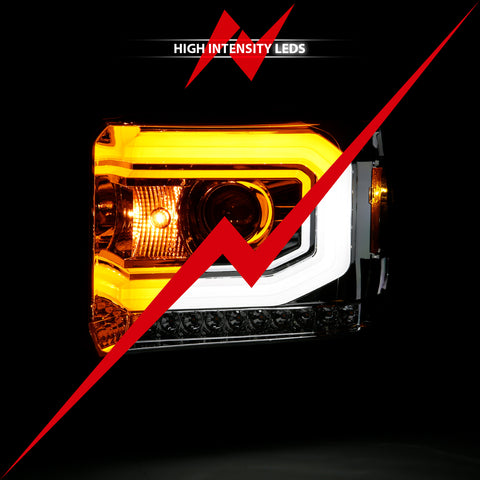 ANZO USA Projector Headlights Plank Style Chrome w/ Switchback