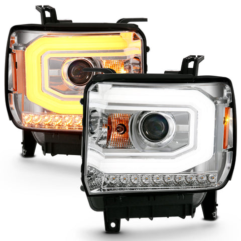 ANZO USA Projector Headlights Plank Style Chrome w/ Switchback