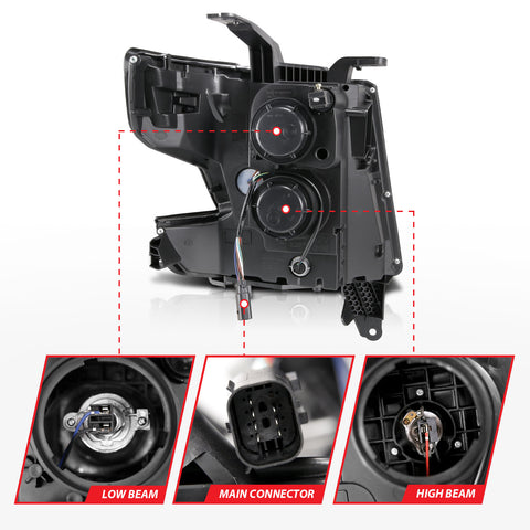 Anzo USA Projector Headlight Set; w/Plank Style; Chrome; w/DRL; Pair;