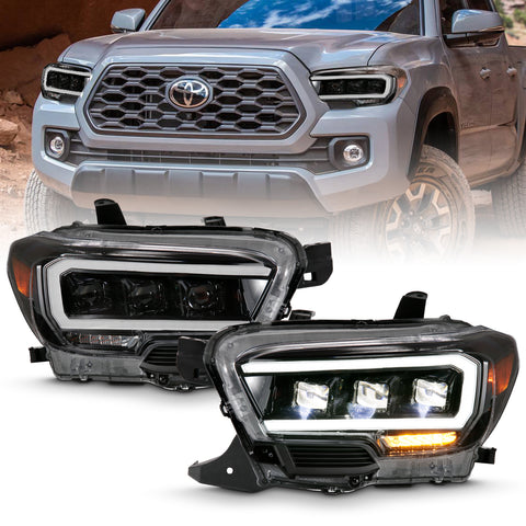 ANZO USA LED Projector Headlights; Plank Stye; Black Housing; Clear Lens; Pair