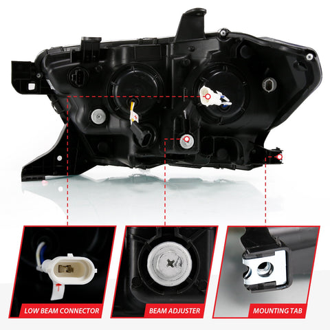 ANZO USA LED Projector Headlights; Plank Stye; Black Housing; Clear Lens; Pair