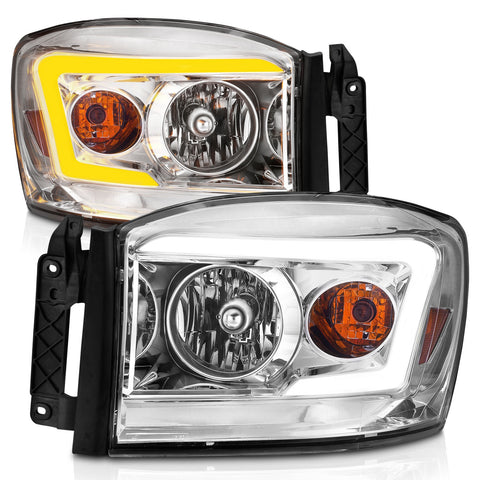 ANZO USA CRYSTAL HEADLIGHT W/ LIGHT BAR SWITCHBACK CHROME HOUSING CLEAR LENS