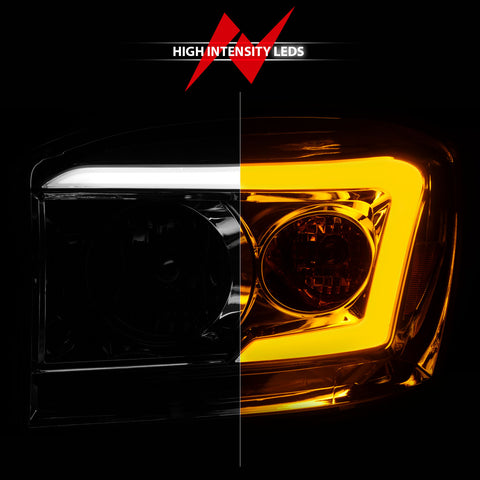 ANZO USA CRYSTAL HEADLIGHT W/ LIGHT BAR SWITCHBACK CHROME HOUSING CLEAR LENS