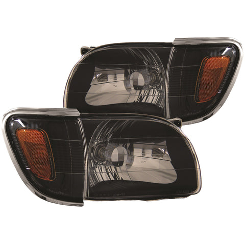 ANZO USA Crystal Headlight Set; Clear Lens; Black Housing; Pair;