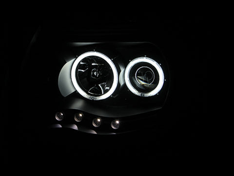 Anzo USA Projector Headlight Set w/Halo; Clear Lens; Black Housing; Pair;