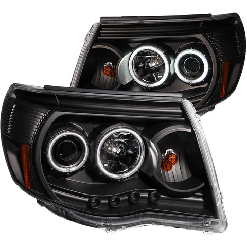 Anzo USA Projector Headlight Set w/Halo; Clear Lens; Black Housing; Pair;