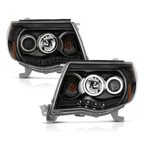 Anzo USA Projector Headlight Set w/Halo; Clear Lens; Black Housing; Pair;