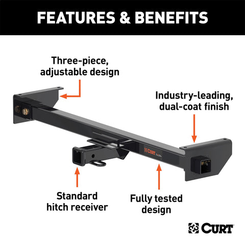 CURT Adjustable RV Trailer Hitch; 2in. Receiver (Up to 51in. Frames; 2in. Drop)