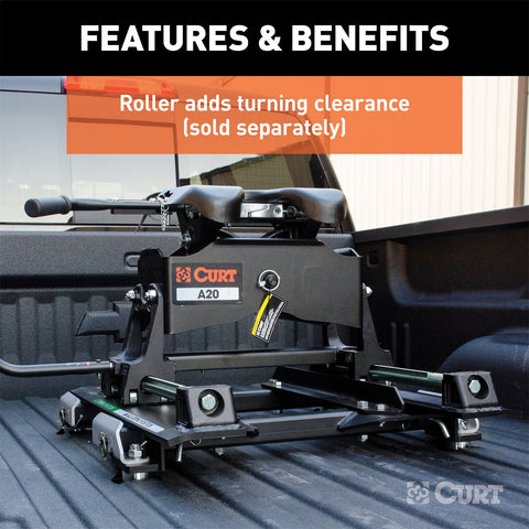 CURT Puck System 5th Wheel Roller Adapter; 20K; Select Silverado; Sierra; 6.5ft. Bed