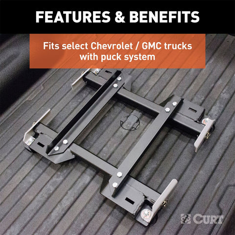 CURT Puck System 5th Wheel Roller Adapter; 20K; Select Silverado; Sierra; 6.5ft. Bed