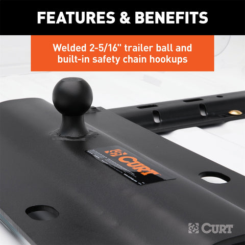 CURT Bent Plate 5th Wheel Rail Gooseneck Hitch with 2-5/16in. Ball; 25K (3in. Offset)