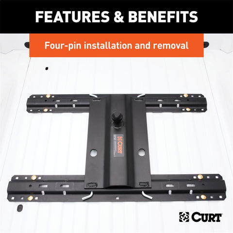 CURT Bent Plate 5th Wheel Rail Gooseneck Hitch with 2-5/16in. Ball; 25K (3in. Offset)