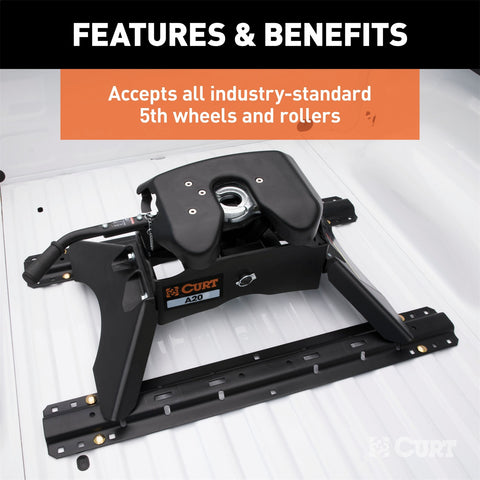 CURT Universal 5th Wheel Base Rails; 25K (Gloss Black)