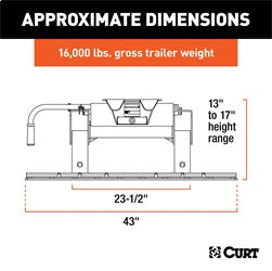 CURT CURT 16116 E16 5th Wheel Hitch with Base Rails; 16;000 lbs