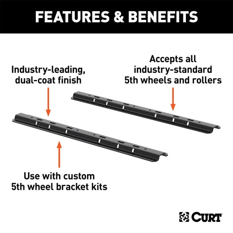CURT Universal 5th Wheel Base Rails; 25K (Carbide Black)