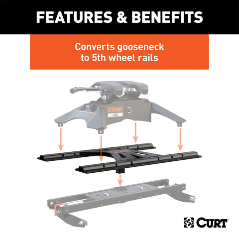 CURT X5 Gooseneck-to-5th-Wheel Adapter Plate with Square Shank