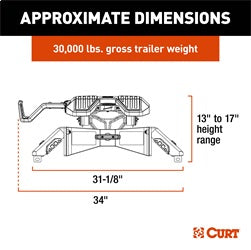 CURT CURT 16320 PowerRide 30K 5th Wheel Hitch; 30;000 lbs