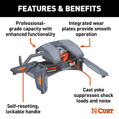 CURT CURT 16320 PowerRide 30K 5th Wheel Hitch; 30;000 lbs