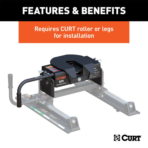 CURT CURT 16515 E16 5th Wheel Hitch Head Only; Legs or Roller Required; 16;000 lbs
