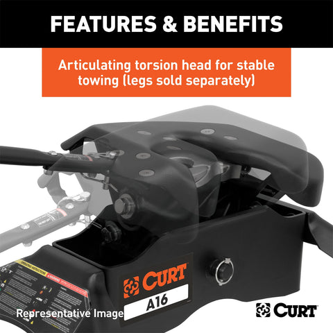 CURT CURT 16520 A16 5th Wheel Hitch Head Only; Legs or Roller Required; 16;000 lbs