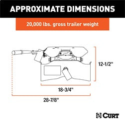 CURT CURT 16540 A20 5th Wheel Hitch Head Only; Legs or Roller Required; 20;000 lbs