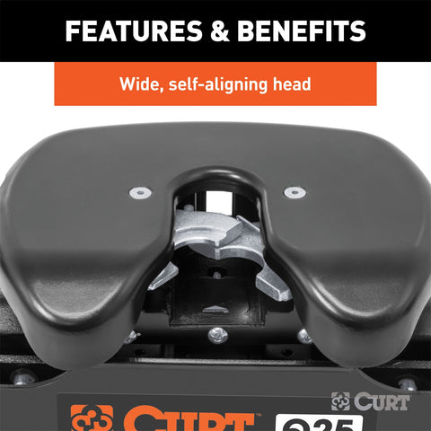 CURT CURT 16565 Q25 5th Wheel Hitch Head Only; Legs or Roller Required; 25;000 lbs