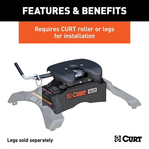 CURT CURT 16565 Q25 5th Wheel Hitch Head Only; Legs or Roller Required; 25;000 lbs