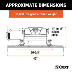 CURT E16 Sliding 5th Wheel Hitch with Rails; 16;000 lbs.