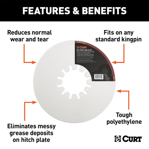 CURT CURT 16721 5th Wheel Hitch Lube Plate; 10-Inch Diameter