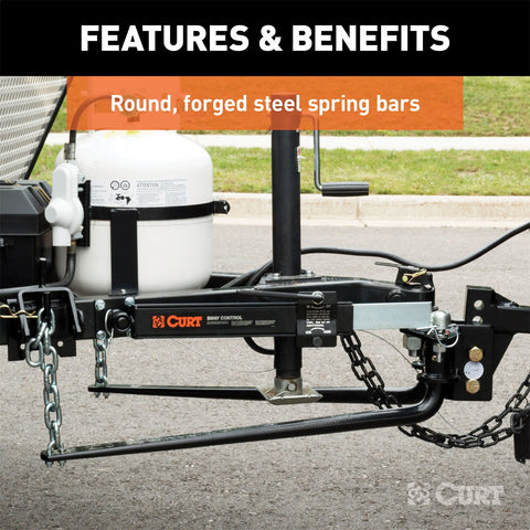 CURT Round Bar Weight Distribution Hitch with Integrated Lubrication (6-8K)